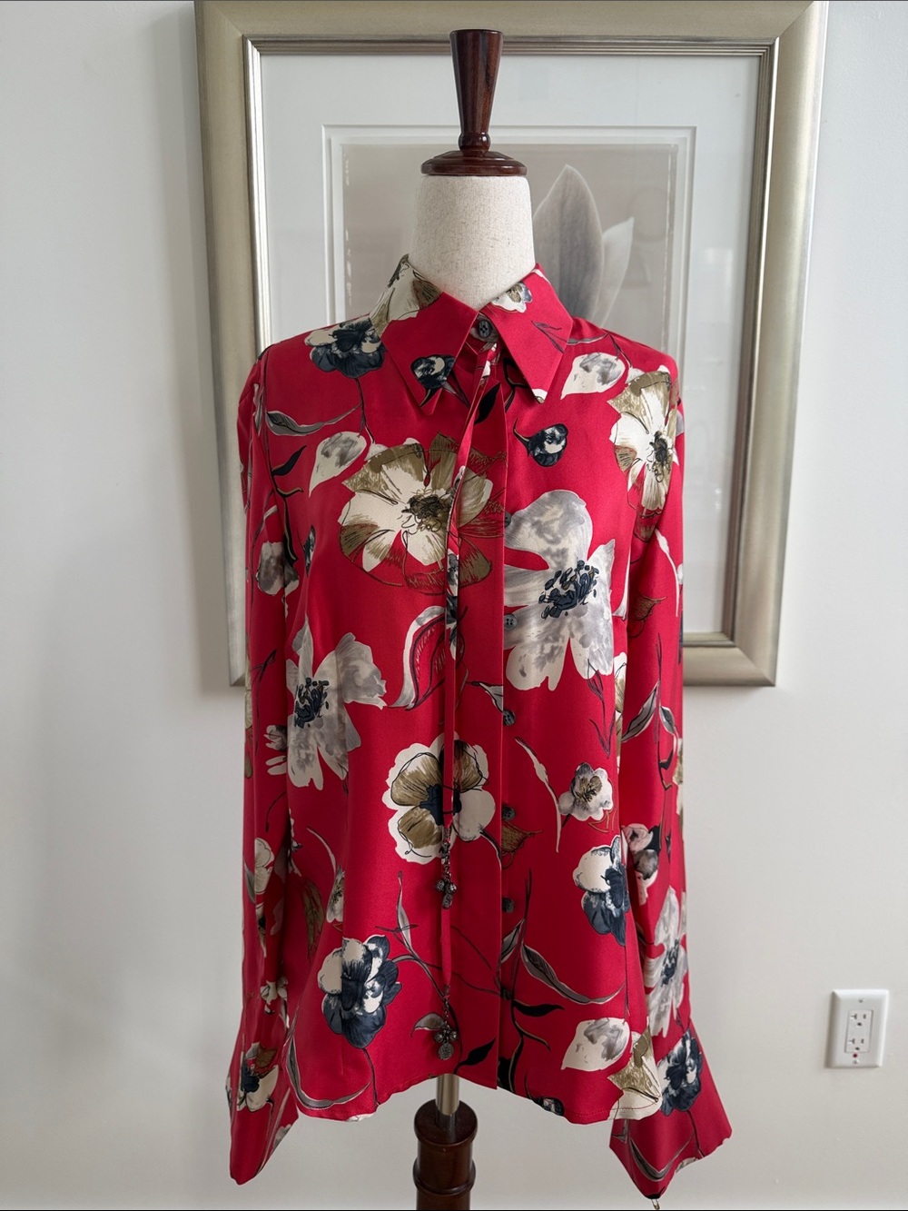 Carlisle Red Floral Button-Front Blouse